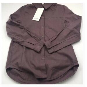 NWT Lululemon Full Day Ahead Shirt sz 10 cotton flannel breathable Antique Bark